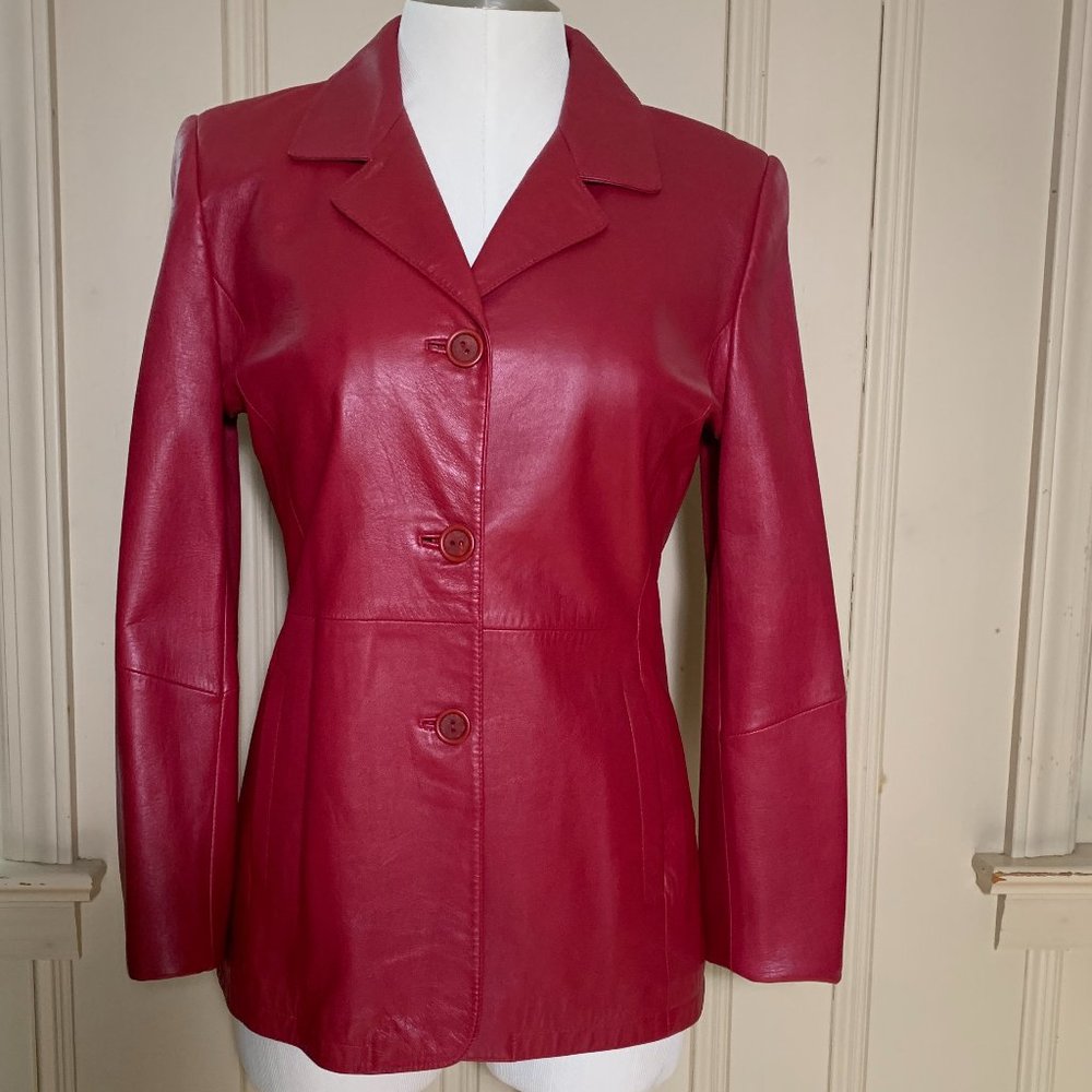Caren Pfleger Signature, size 6, Red Leather Jacket,